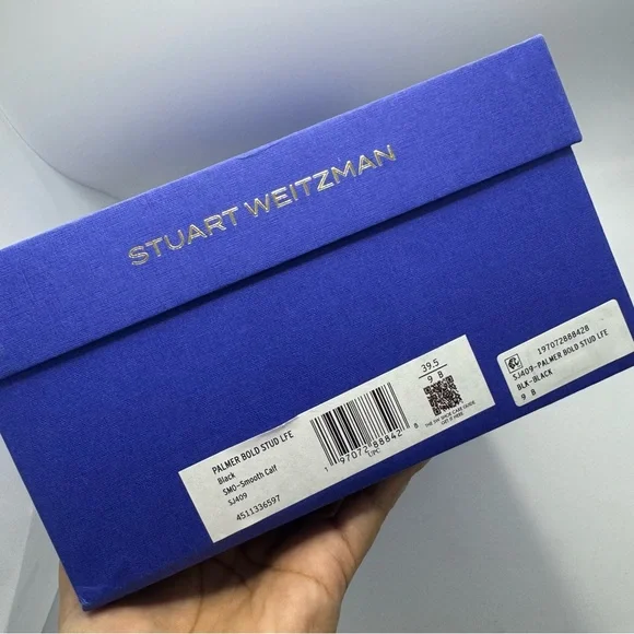 STUART WEITZMAN Palmer Bold Studded Leather Loafers Size 9 Black